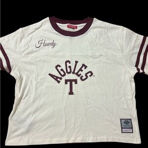 Mitchell & Ness Women's Texas A&M Aggies Cropped Yoke Short Sleeve T-Shirt
